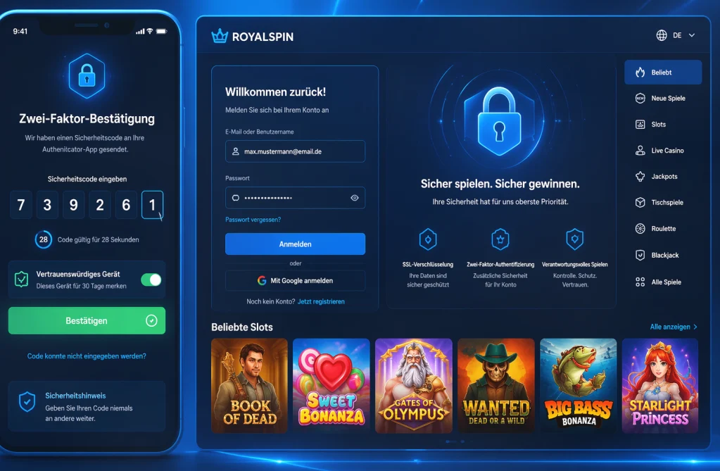 Übersicht beliebter Slot-Titel verschiedener Provider im mobilen Casino-Menü